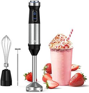 YIOU Immersion Blender, Ultra-Stick Hand Blender Variable Speed Hand Blender 500 Watt Heavy Duty Copper Motor Brushed 304 Stainless Steel for Soups Sauces and Smoothie, Set Black