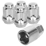 AllExtreme M12x1.5mm Locking Steel Alloy Wheel Lock Bolts 60Deg Tapered Close End Security Nuts with Key for Car Truck Wheels (5Pcs, Silver Colour)