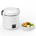 Mini Rice Cooker 1-1.5 Cups Uncooked(3 Cups Cooked), Rice Cooker Small with Bento Box, Removable Nonstick Pot, One Touch&Keep Warm Function, Portable Rice Cooker for Soup Grain Oatmeal Veggie, Black