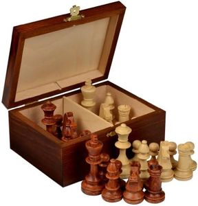 Wegiel Handmade European Professional Tournament Chess Pieces with Wood Storage Case