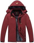 QPNGRP Mens Waterproof Ski Snowboard Jacket Windproof Winter Snow Coat, Burgundy, X-Large