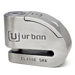 URBAN UR14S Hi-Tech Motorcycle Alarm Disc Lock 120dB, Maximum Security SRA Approved, Double Locking 14mm, Warning Sensitivity A+, Optional Activation, Stainless Steel, Moto Anti Theft Wheel Brake Lock