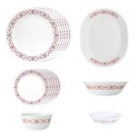 CORELLE Glass 21 Pc Round Dinner Set - Red Trellis