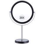 MIYADIVA Magnifying mirror 20X, Bathroom Mirror Free Standing, Double Sided 1X&20X Magnifying Mirror for Dressing Table, 20X Magnifying Mirror on Stand, Makeup Mirrors Magnifying with 360° Rotation