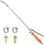 All Metal Replacement Sprayer Wand,1/4" & 3/8" Brass Barb Sprayer Wand Replacement, Stainless Steel Sprayer Wand with Shut off Valve & 2 Hose Clamps (29 Inches Sprayer Wand)