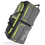 Fila Unisex-Adult 7-Pocket Large Rolling Duffel Bag, Grey/Neon Lime, One Size