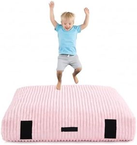 Givjoy Crash Pad for Kids Sensory Room, Extra Thick Foam Crash Mat with Washable Removable Cover, Non-Slip Play Mat with Handle for Calming Corner, Gym, Play Room, Living Room (Plush Pink,60"x60")