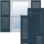 Ekena Millwork Lifetime Vinyl LL1S12X03600CB Standard Cathedral Top Center Mullion, Open Louver Vinyl Shutters, w/Installation Shutter-Lok's & Matching Screws (Per Pair), 12'W x 36'H, Classic Blue