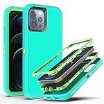 YmhxcY for iPhone 11 Pro Max Case Shockproof Dropproof Dust-Proof Drop Proof 3-Layer Durable Phone Case Heavy Duty Protection Phone Case Cover for Apple iPhone 11 Pro Max 6.5"-Aqua Blue/Lime Green