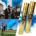 EcoVerse Gender Reveal Confetti Cannon - Mixed Colour Blue and Pink 100% Biodegradable Smoke powder with Confetti for Baby Shower Gender Reveal (2 Gold Colour Cannon - Blue Confetti)