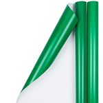 JAM PAPER Gift Wrap - Glossy Wrapping Paper - 2.32 Square Meter (25 Sq Ft per Roll) - Green - 2/Pack