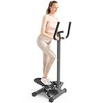 LeikeFitness Portable Twist Stair Stepper Adjustable Resistance, Twisting Step Machine with Bands and LCD Monitor (ST6619(Black))