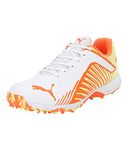 Puma Mens 22 FH Rubber White-Ultra Orange-Fast Yellow Cricket Shoe - 9 UK (10678905)