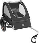 Retrospec Rover Kids Bicycle Trailer - Single & Double Passenger Children’s Foldable/Collapsible Tow Behind Bike Trailer with 16" Wheels, Safety Reflectors & Rear Storage Compartment - Black