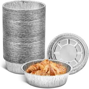 Round Foil Cake Pans – 50 Pack 6-Inch Reusable Aluminum Baking Pans | Stackable, Durable & Grease-Resistant | Great for Tarts, Baking, Cheesecakes, Catering, Meal Prep, Takeout, Freezer & Storage Use