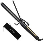 Lanvier 1 Inch Extra Long Hair Curling Iron with Ceramic Tourmaline Barrel, Professional Hair Curler up to 450°F with Dual Voltage for Worldwild Use, Hair Waving Style Tool for Girls&Women–Black