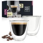 Moritz & Moritz Barista Napoli 2 x 60 ml Double Walled Espresso Cups - Espresso Glasses Set of 2 Hot and Cold Drinks - Dishwasher-Safe - Expresso Coffee Cup - Double Espresso Cup - Espresso Thermos