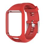 DaMohony Straps Compatible with TomTom, Silicone 25mm Watch Band Quick Detach Replacement Accessories for Tomtom Runner 3/Runner 2/Spark 3/Adventurer/Golfer 2 (Red)