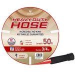 Homes Garden Hose Red Kink Free 3/4 in. x 50 ft. Commercial Hose, No Leaking, Heavy Duty, Brass Fittings 12 Year Warranty, No DOP, Environmental-Friendly