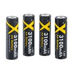 Xit XT4AABT 4 AA Rechargeable NiMH Batteries 3100mAh, Black