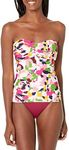 Anne Cole Women's Solid Twist Front Shirred Bandeau Tankini Swim Top, Multi, X-Small