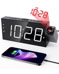 Projection Alarm Clock on Ceiling,LED Digital Clock for Bedroom with Battery Backup,7”Large Display,USB Charger,Dimmer,180°Projector,12/24H,DST,Snooze,Loud Electric Alarm Clock for Kids,Adults,Elders