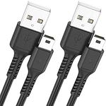 3ft Mini USB cable, 2 Pack USB 2.0 to mini b charger cord USB type A male Fast Charging cable Compatible with PS3 Controller, MP3 Player, Digital Camera, GPS Receiver, Dash Cam, Garmin GPS, Hero 3+