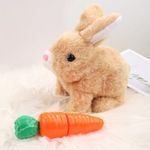 PEUTIER Bunny Plush Toy with Carrot Toy, Interactive Bunny Toy Electronic Hopping Rabbit Toy Easter Bunny Toys with Sounds Wiggle Ears Twitch Nose Bunny Toy for Kids Easter Birthday Gifts