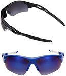 Mass Vision 2 Pair of 'The Athlete' Precision Sport Wrap Lightweight Bifocal Unisex Reading Sunglasses, Black and Blue, Medium