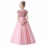 TTYAOVO Flower Girl Dress Wedding Party Sequins Pageant Gown Size 150(9-10 Years, 36 Pink)