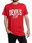 Calhoun NHL Surf & Skate Mens Vintage Style Distressed Heather Tone Rustic T-Shirt (New Jersey Devils, Medium)