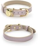 NINA WOOF Milan Leather Dog Collar - Luxury Cute Dog Collar with Adjustable Buckle - Soft Padded Collar, Round Leather Dog Collar - Color Lilac, Extra Small