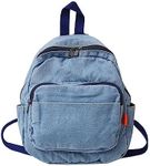 JHTPSLR Small Denim Backpack for Women Vintage Aesthetic Backpack Mini Denim Backpack Canvas Backpack Casual Daypack, Light Blue, One Size, Small Denim Backpack