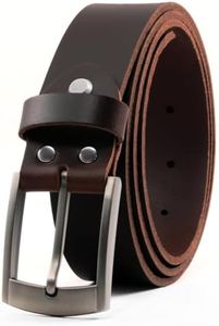 Fa.Volmer ® cinturón de cuero de búfalo para hombre/mujer, color negro y marrón; 35 mm de ancho y ajustable / # Jens-35 mm (marrón, 150cm (Cintura 135cm))