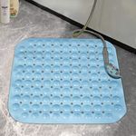 HOKIPO Shower Mat With Antiskid Suction Cups And Drain Holes (Blue, Polyvinyl Chloride, 48x48 cm)