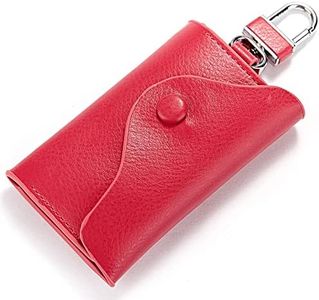 JIUFENG Keys Holder Car Key Wallet Multifunctional Leather Key Case Coin Pouches Keychains Key Rings Unisex (Wine Red)