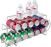 mDesign 2-Tier Metal Wire Standing Pop/Soda and Food Can Dispenser Storage Rack Organizer with Top Shelf for Kitchen Pantry, Countertop, Cabinet - Holds 12 Cans - Chrome