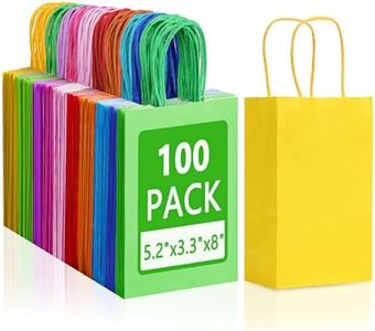 TOMNK 100pcs Gift Bags, 10 Colors Goodie Bags, 5.2"x3.3"x8" Party Favor Bags with Handles for Birthday Party Baby Shower Shopping and Party Supplies