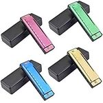 4PCS Key of C 10 Hole 10 Tones Titanium Color Harmonica with Case for Beginner Students Kids（Gold, Purple, Green, Blue）