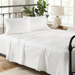Flat Bed Sheet with 2 Pillow Covers 600 Thread Count 100% Egyptian Cotton Bedsheet King Size White Comfortable & Durable Sheet