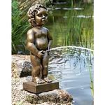 Belgium Boy Manneken PIS Pond Statue Spitter Fountain Water Feature Gold Color Stands 24 Inch Tall, Water Garden Ponds, Polyresin Waterscape Sculpture