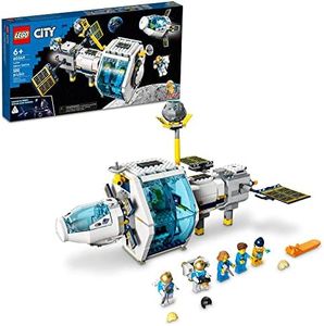 LEGO City Lunar Space Station 60349 Building Kit for Kids Aged 6 and Up; Includes a Docking Space Capsule, Science and Botany Labs and a Sleeping Quarters for The 5 Astronaut Minifigures (500 Pieces)