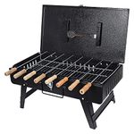 BAJAJ VACCO B-02 New Heavy Metal Big Size Traveler Foldable Barbeque Grill with 8 Skewers & Charcoal Tray (Black)