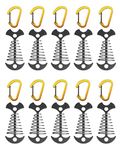 NACETURE Deck Anchors Pegs With Carabiners - Tie Down Anchor Rope Tensioner | Rope Tent Tie Down Stakes Clips, Canopy Tent Anchors Outdoor camping tent accessories 10 Pack (Black)