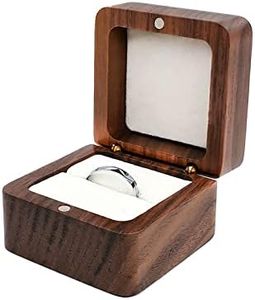 FuninCrea Caja de Anillos de Madera, Elegante Caja para Anillos de Boda Pequeña Caja de Madera para Anillo, Cuadrada Estuche Alianzas Retro Porta Alianzas, Porta Anillos para Personal, Boda (blanco)