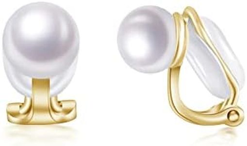 PHNIBIRD pendientes mujer plata 925 pendientes perla Se puede llevar sin perforar las orejas, con camisas y faldas, etc. uso diario, un buen regalo para las amigas (Oro)