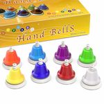 Facmogu Desk Bells, 8 Notes Diatonic Metal Hand Bells, Rainbow Music Bells, Musical Learning Teaching Percussion Instrument, Holiday Birthday Gift for Children, Toddles