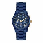 Michael Kors Stainless Steel Runway Analog Blue Dial Women Watch-Mk7332, Blue Band