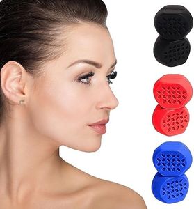 Jaw line Exerciser for Men Women – 3 Resistance Levels (6 pcs) Silicone Jaw Exerciser Tablets – Powerful Jaw Trainer for Beginner, Intermediate Advanced Users (Blue, Red, Black)