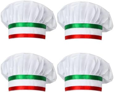 Kyson 4 Pieces Italian Flag Chef Hats Red White and Green Adjustable Mushroom Hats for Italian Themed Party Decorations Photo Booth Props